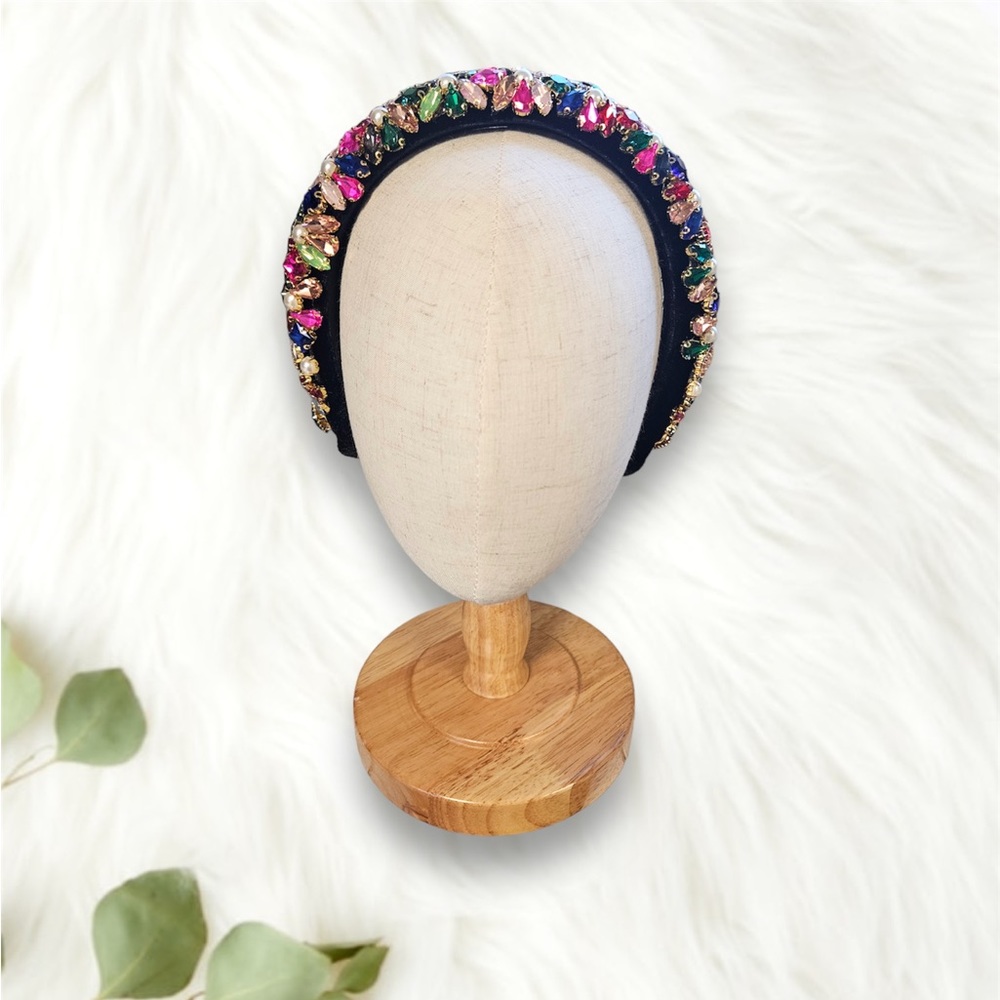 076 - Multicolor Rhinestone Sponge Hairband - Picture 7 of 7